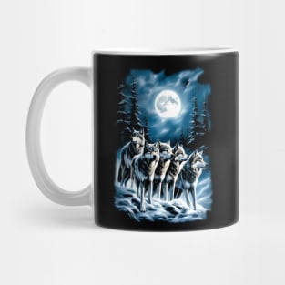 Wolf pack at night winter fanatsy Mug